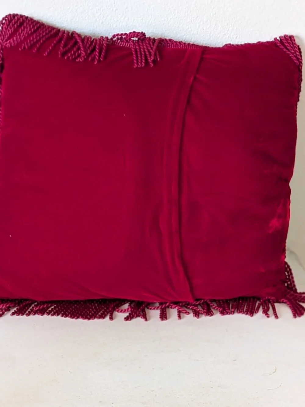 Vintage Tapestry Pillow Boyds Bears Friends Yesterday Chill Red Velvet Fringe